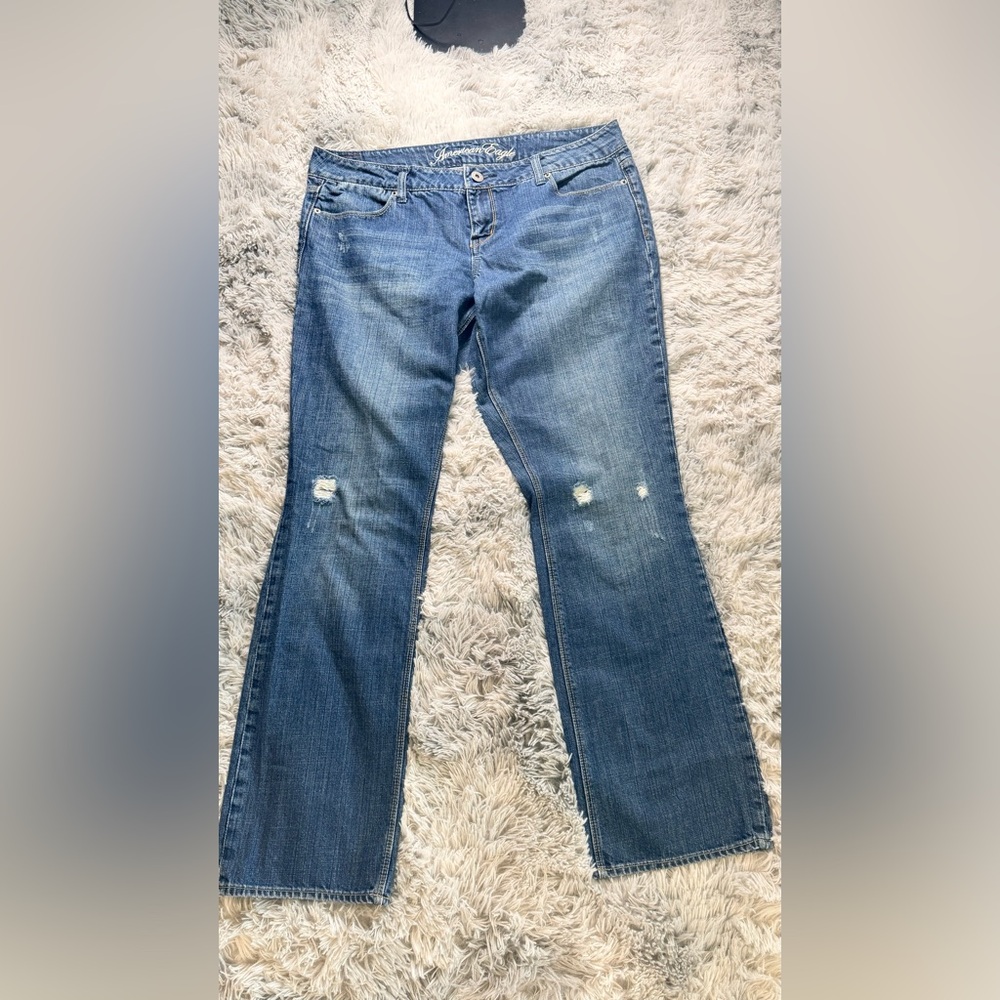 American Eagle 77 Straight Jeans Distressed Size 14 Regular